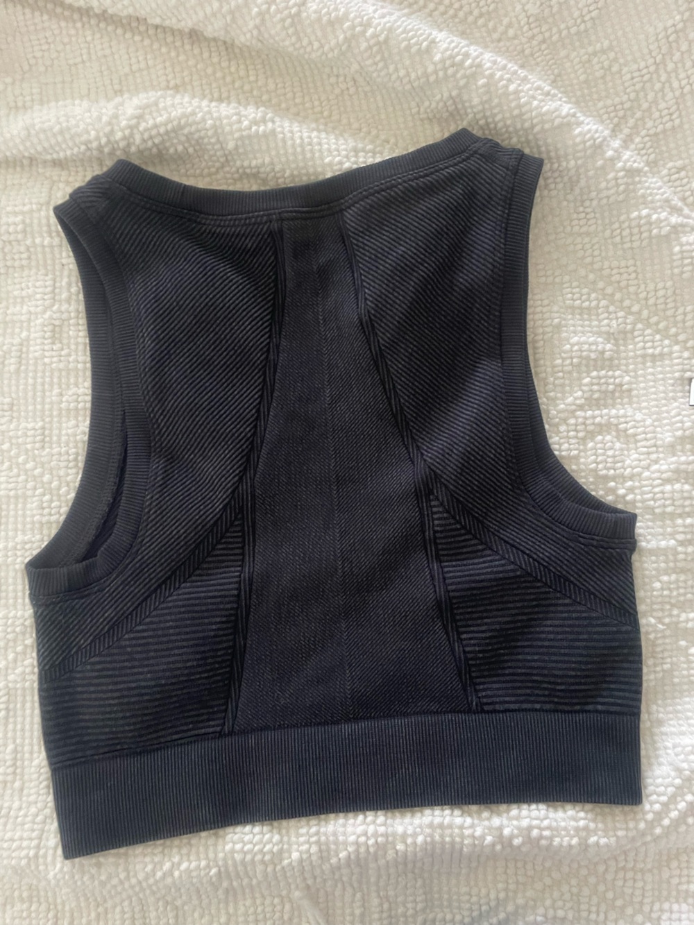 Women's Black Ribbed Crop Tank Top Aerie XS - Picture 4 of 4
